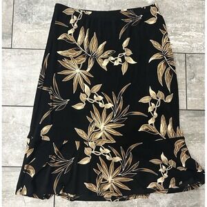 Vintage George Floral Midi Skirt Stretch Brown/Black Dark Fairy Y2K Womens Small